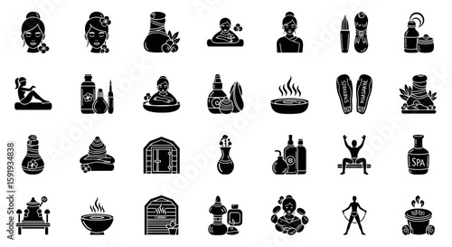 Variety spa elements icons vector 