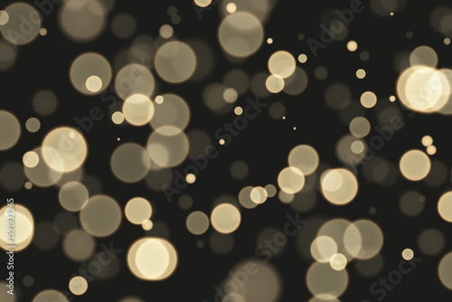 Sparkling golden particles, glowing bokeh lights isolated on dark transparent background	
