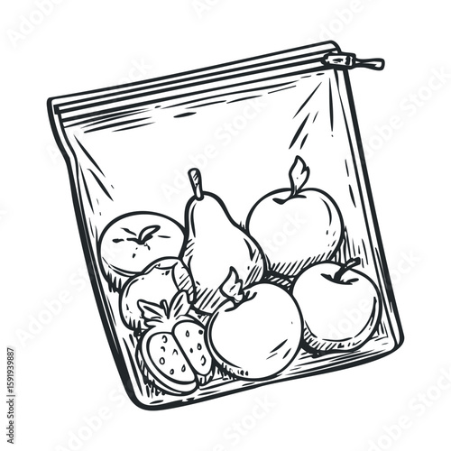 Fresh fruit assortment in a reusable bag for healthy snacking