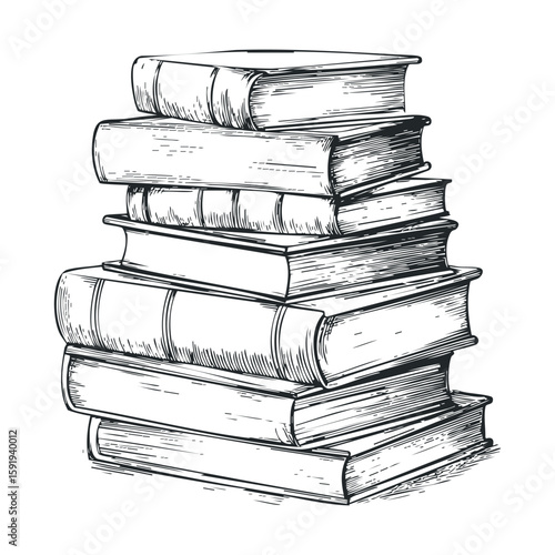 Stack of vintage books for library and educational purposes