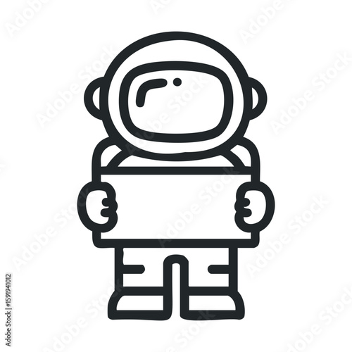 Astronaut holding sign in a minimalistic design for creative projects