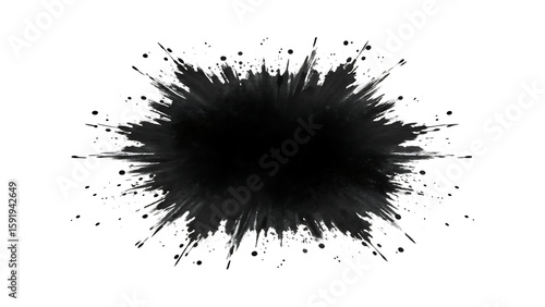 Wallpaper Mural Black watercolor splash explosion with white outline and small droplets image Torontodigital.ca