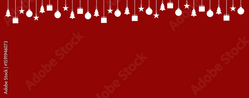 Breiter Banner rot mit Weihnachtsdeko