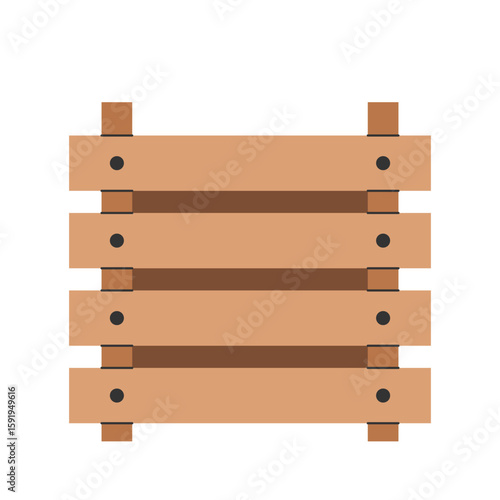 Empty wooden compost bin. Garden container for composting organic waste. Ecological equipment for zero waste. Vector illustration.