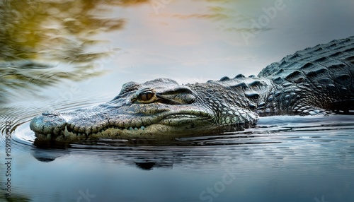 siamese crocodile at bueng boraphet non hunting area nakhon sawan province thailand