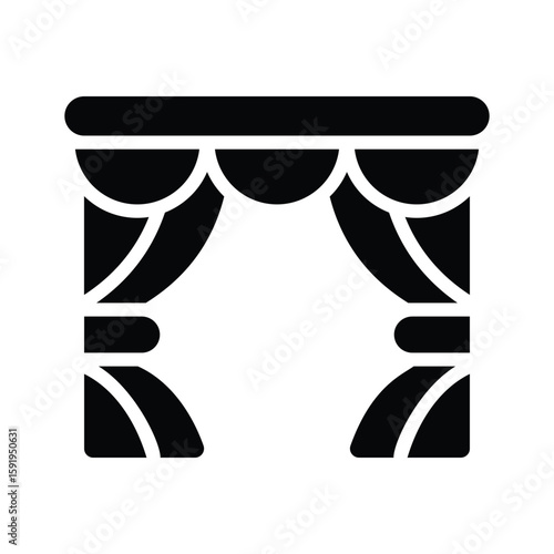 A captivating glyph icon of flowing home curtains