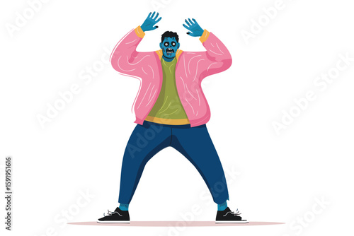 Funny Halloween zombie character vector for spooky holiday designs