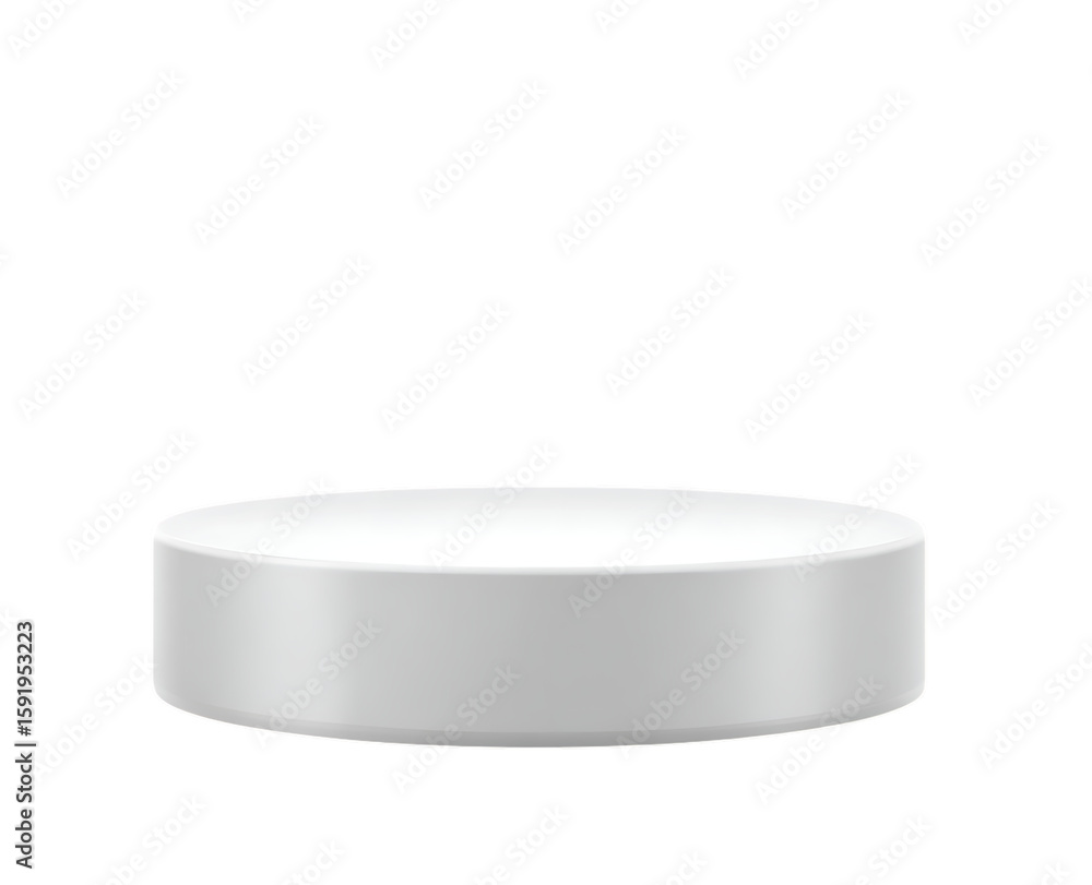 White round podium or pedestal. Vector illustration with a clipping path. Realistic white stand for product presentation in an ecommerce store mockup design. White round podium or pedestal. Vector illustration with a clipping path. Realistic white stand for product presentation in an ecommerce store mockup design.