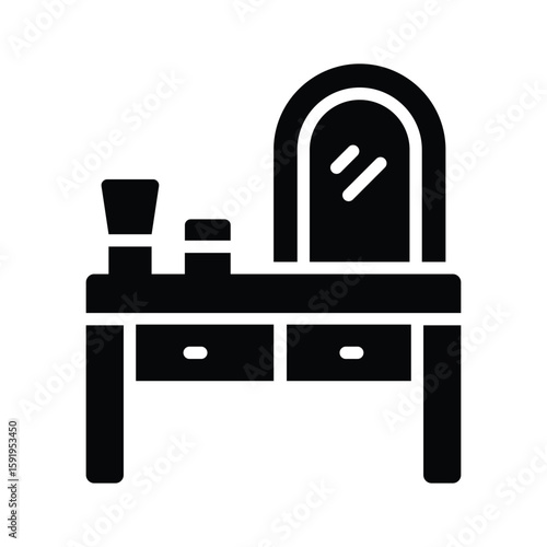 An elegant glyph icon of bedroom vanity table