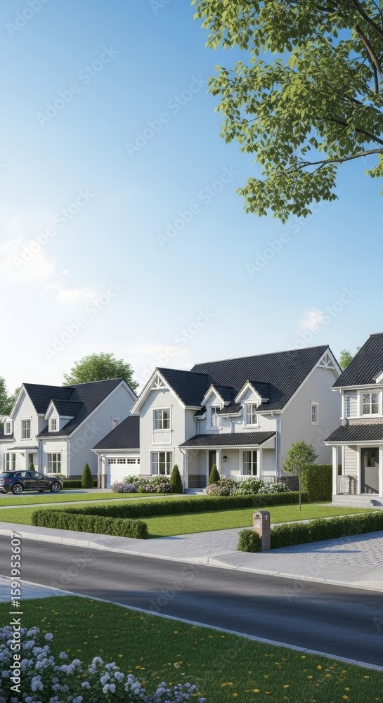 Elegant Suburban Homes a Quiet Residential Street Elegant Suburban Homes a Quiet Residential Street