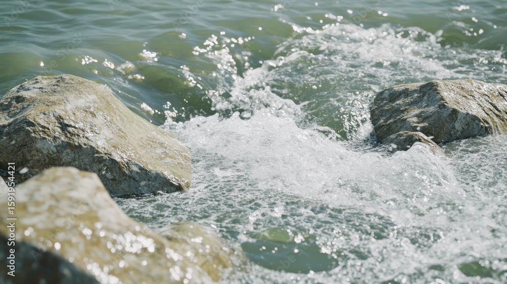 Fototapeta premium Gentle River Flowing Over Rocks in Natural Setting