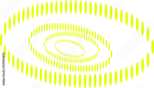 yellow elliptical shapes form a hypnotic spiral illusion with depth and motion. Ideal for abstract design, sci-fi visuals, or creative optical illusion artwork.