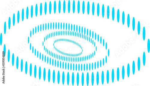 blue elliptical shapes form a hypnotic spiral illusion with depth and motion. Ideal for abstract design, sci-fi visuals, or creative optical illusion artwork.
