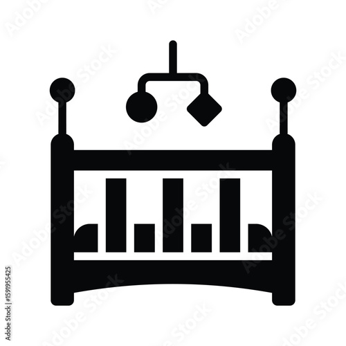 A lovely glyph icon of newborn baby cradle