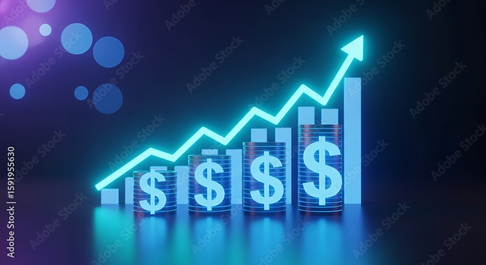 Fototapeta premium US Dollar Financial Growth and Digital Investment with Upward Arrow