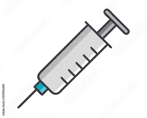 Medical Syringe Illustration Vaccine, Healthcare, and Injection Equipment for Treatment