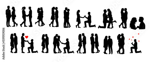 Romantic Couple Silhouettes Love and Proposals