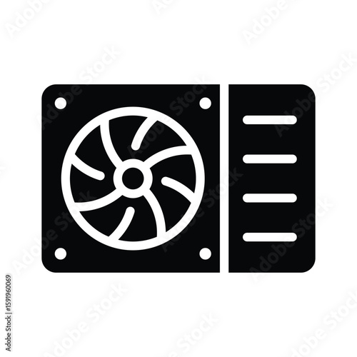 A compact glyph icon of mounted ac unit