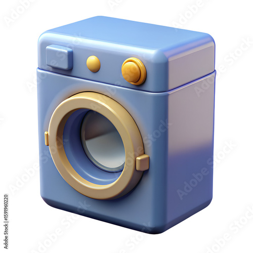 washing 3d machine isolated on white, Colorful Washing Machine