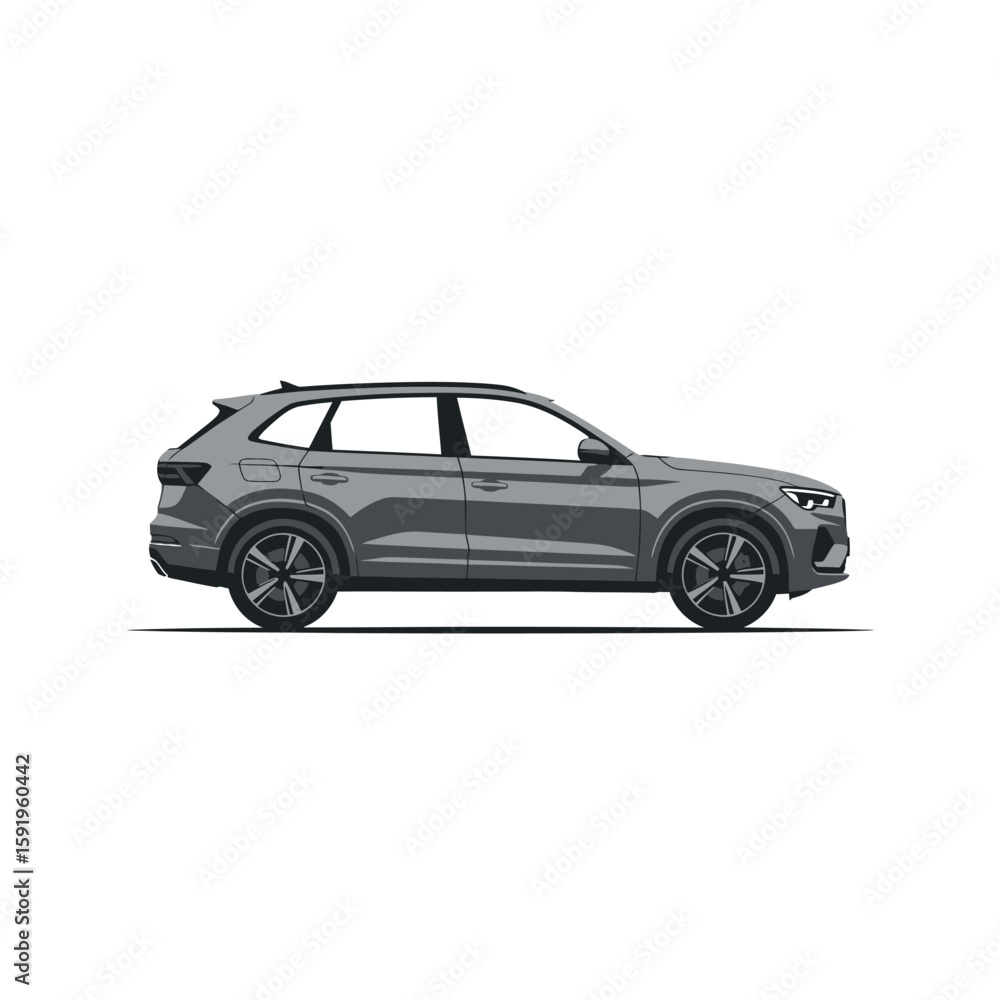 Fototapeta premium Gray Modern SUV Car Illustration