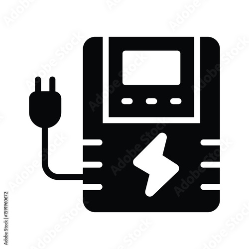 A utility glyph icon of electric usage meter