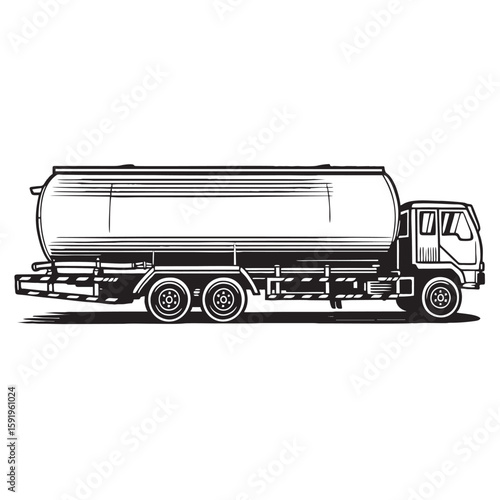 silhouette image of a tanker truck with a transparent background