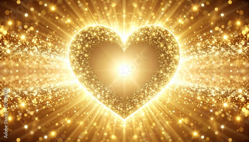 Golden heart radiating light