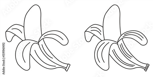 Banana fruit line icon, peeled banana symbol, isolated on white background, vector illustration

