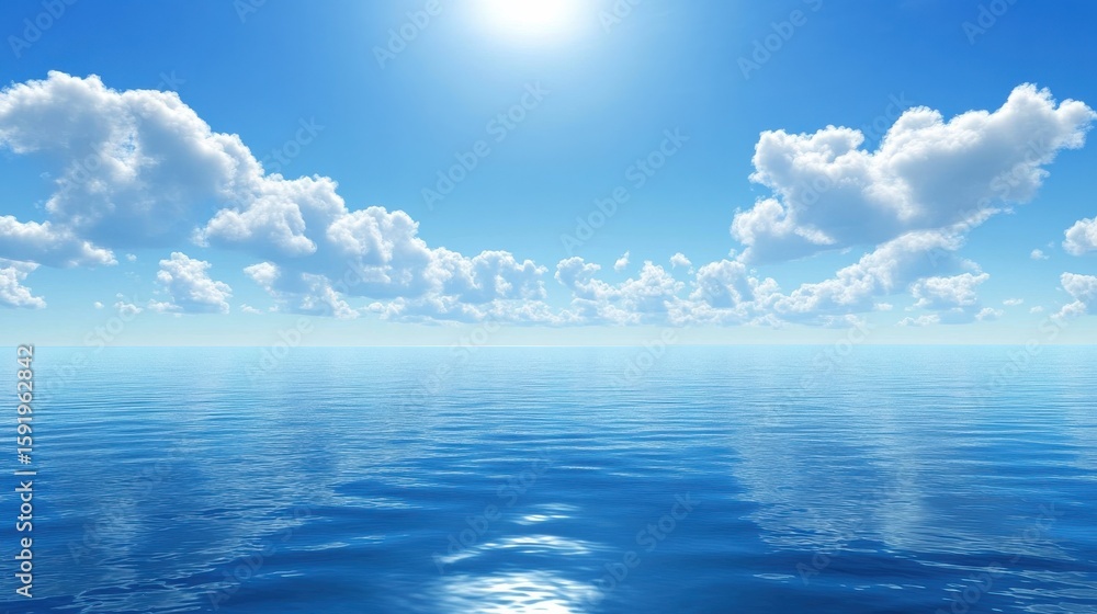 Obraz premium Serene Calm Lake Under Bright Blue Sky
