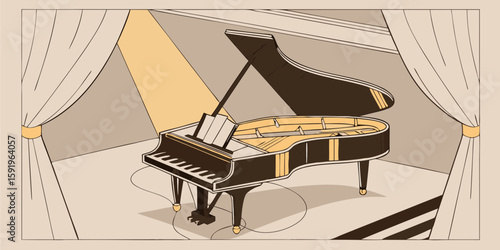 grand piano and music instruments