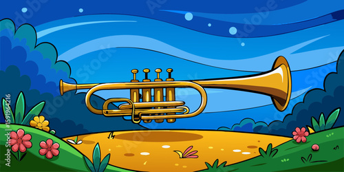trumpet on a yellow background