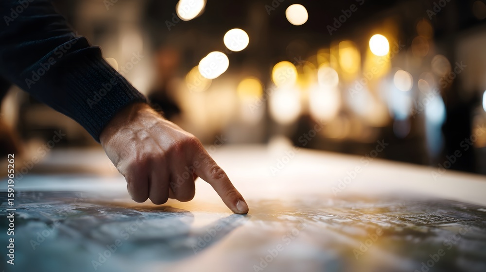 Obraz premium An architect points at a commercial project layout board with lighting long title An architect gestures towards a large commercial project layout