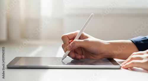 businessman working on tablet computer