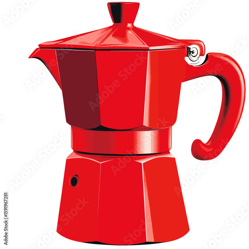 red coffee maker illustration 