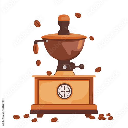 coffee grinder and beans vector illustration 