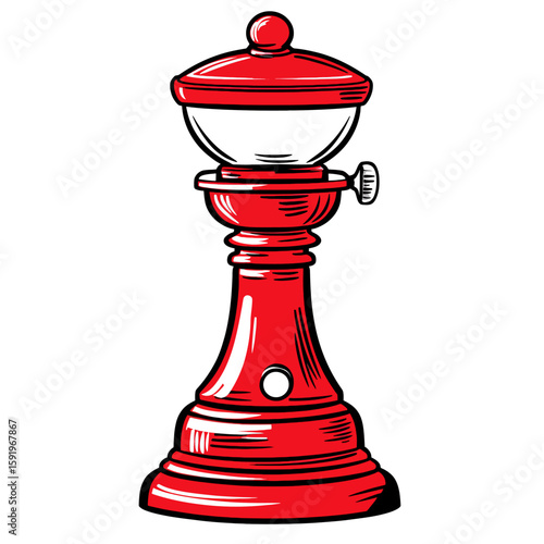 Red coffee grinder on white 