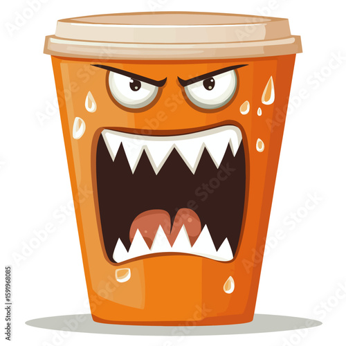 Coffee monster isolated white background 