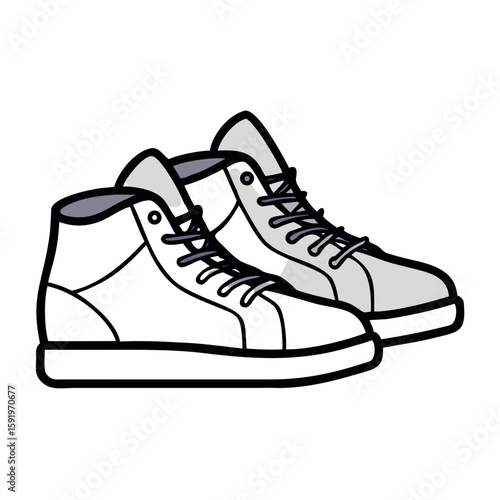 Stylized sneaker icon in black and white on a white background, perfect for fashion and athletic wear