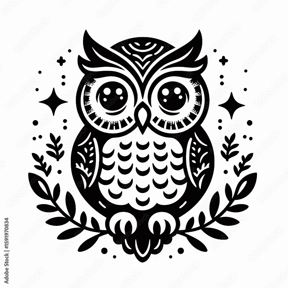 Obraz premium owl on a branch, owl on white background, owl, owl in the night, owl on a tree, owl on white, owl with wings, owl on tree branch