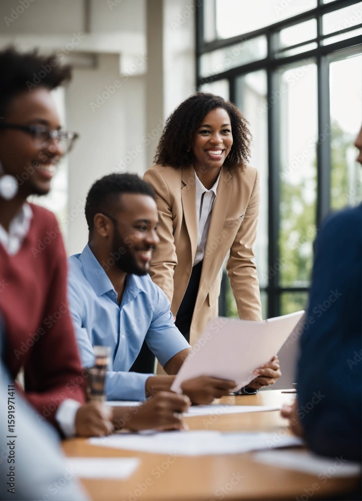 A group of joyful Professional looking principals of all races in a professional coaching session. Very clean lines, slightly blurred background. A group of joyful Professional looking principals of all races in a professional coaching session. Very clean lines, slightly blurred background.