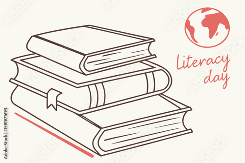 Celebrating World Literacy Day A Stack of Books Representing Global Knowledge and Education