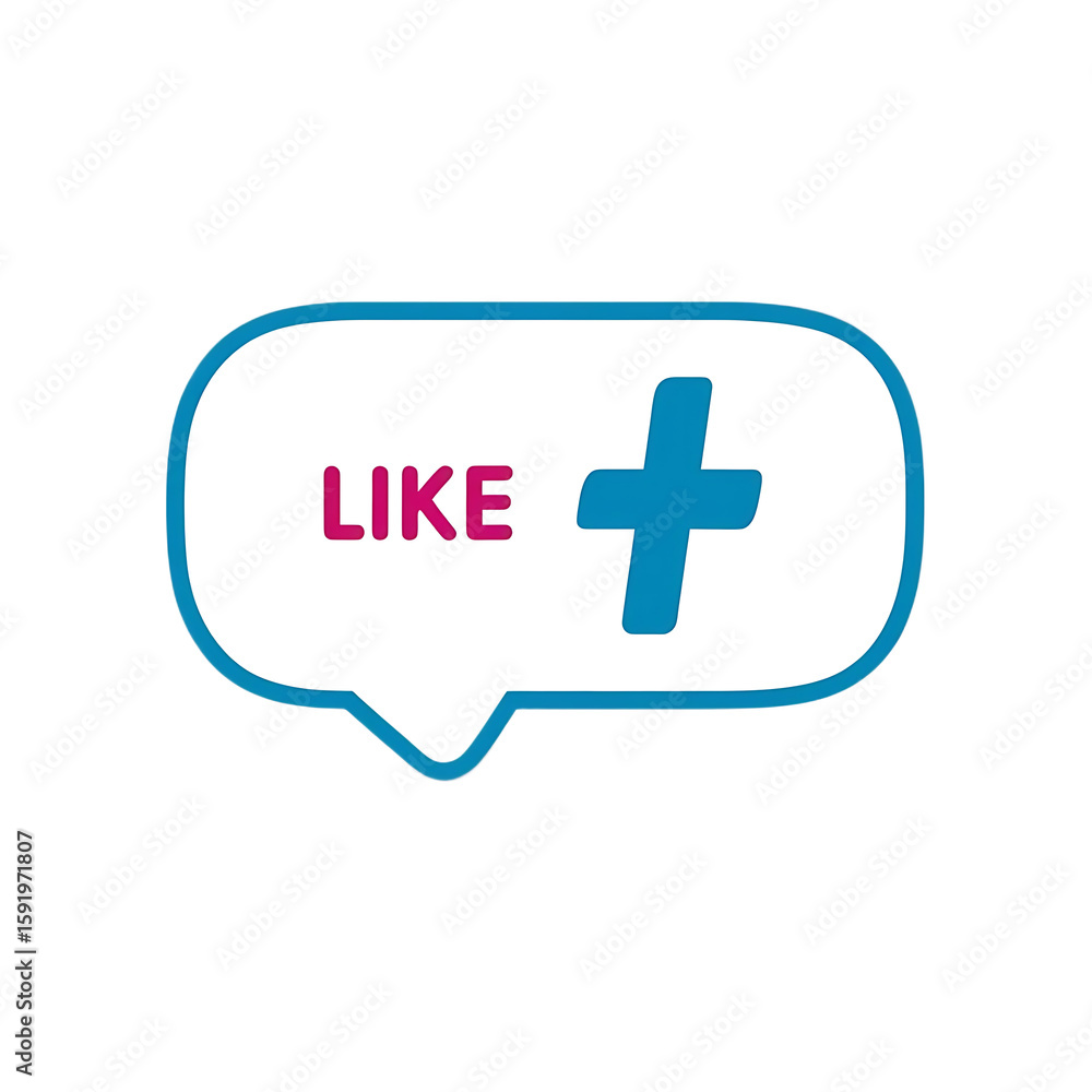 Obraz premium Blue pink LIKE plus stylized font logo design