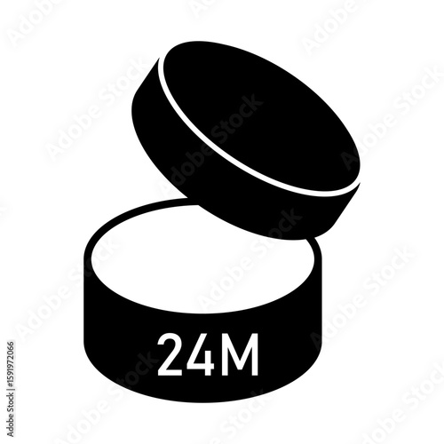 PAO jar icon. 24M plus marker. Cosmetic expiry Vector. Shelf life symbol.