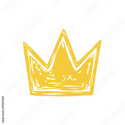 Royal crown icon hand drawn doodle sketch illustration for king queen prince princess jewelry luxury symbol yellow blue graphic vector design emblem