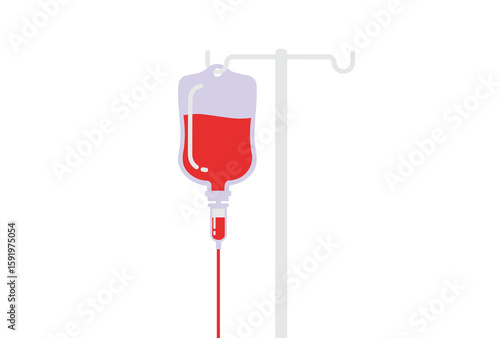 Medical IV Drip with Blood Bag vector illustration.