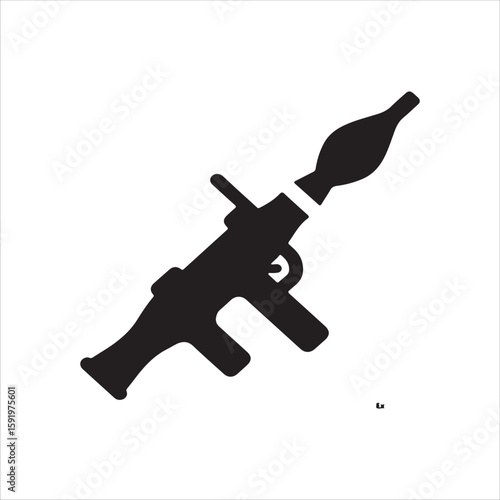 Black silhouette of a rocket propelled grenade launcher weapon icon
