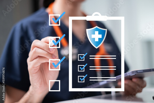 Professional medical doctor physician health insurance disease accident treatment health care hospital cancer patient protect life concept