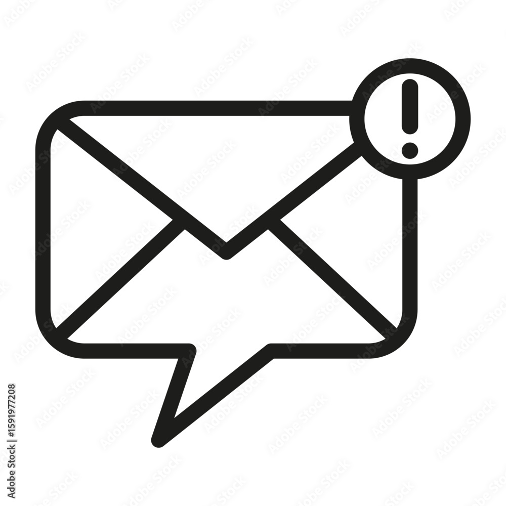 Mail message icon. Important notification symbol. New email Vector. Alert exclamation sign. Mail message icon. Important notification symbol. New email Vector. Alert exclamation sign.