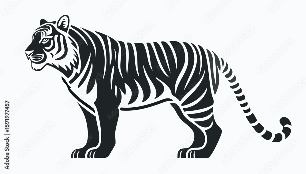Obraz premium Tiger silhouette vector