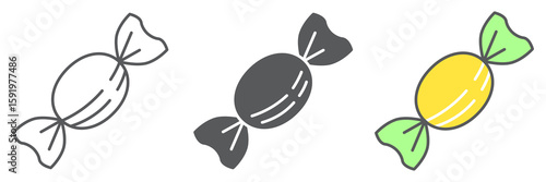 Candy icon collection, dessert and delicious, candy caramel sign vector set graphics, editable stroke linear icon, eps 10